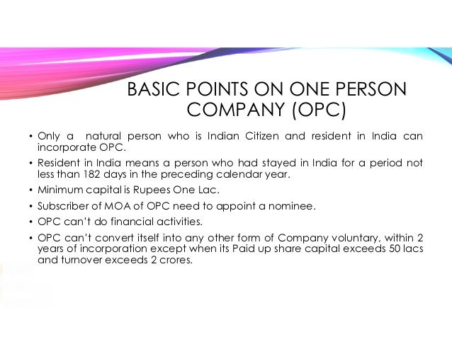 What is One Person Company