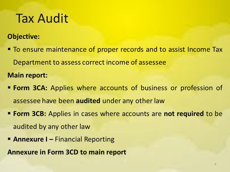 Amendments to Provisions of Tax Audit