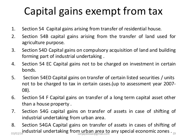 Capital Gains exempt from Income Tax