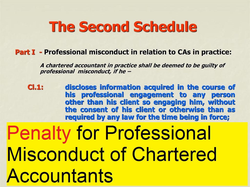 Penalty for Professional Misconduct of Chartered Accountants