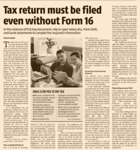Filing Income Tax Return without form 16