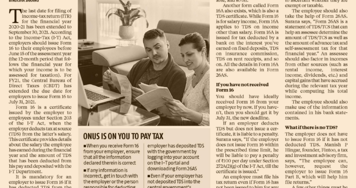 Filing Income Tax Return without form 16