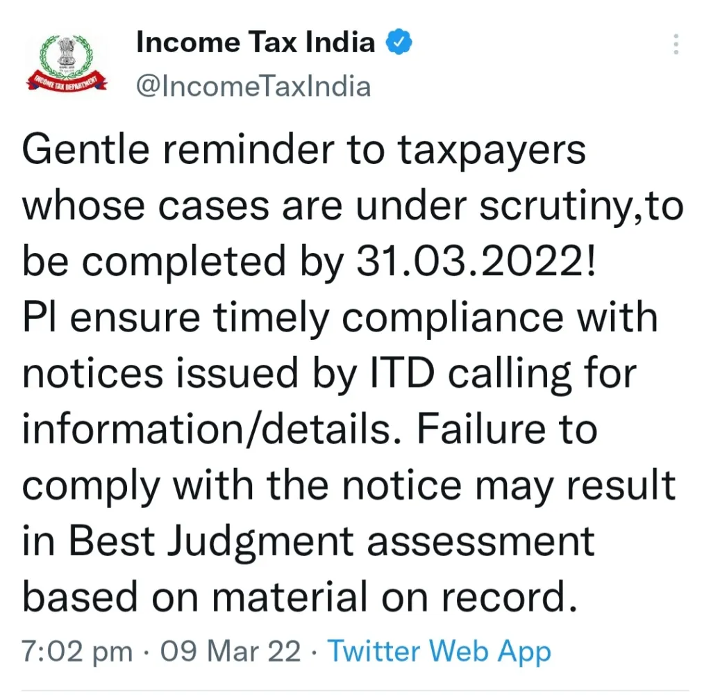 What would be Consequences of not Replying to Queries by Income Tax Department India